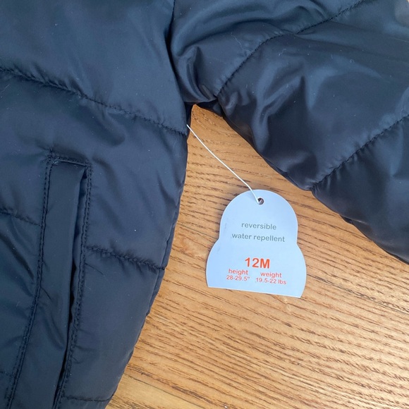 Wonder Nation Black Baby Coat. Fuzzy inside. Size 12 months. - Picture 3 of 4
